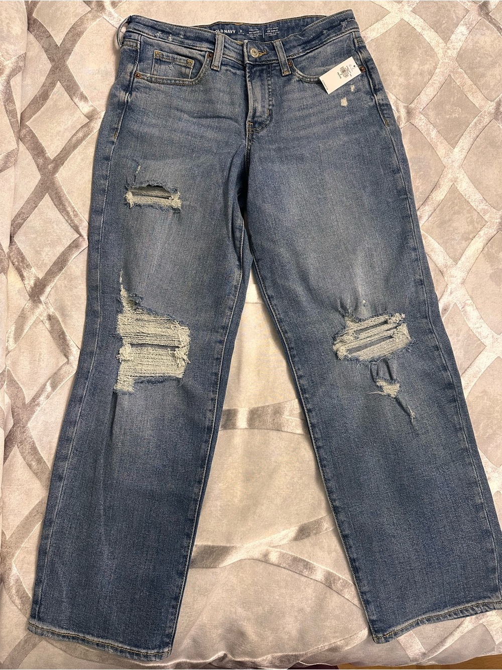 Old Navy High-Waisted OG Loose Ripped Jeans 2 Petite NWT